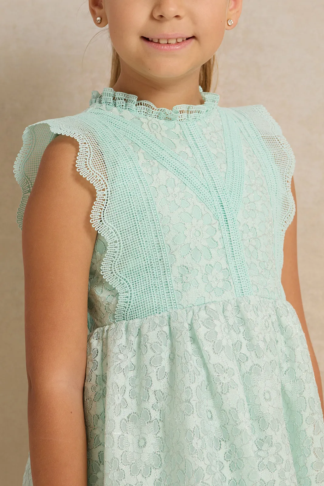 Girls Blue Lace Dress