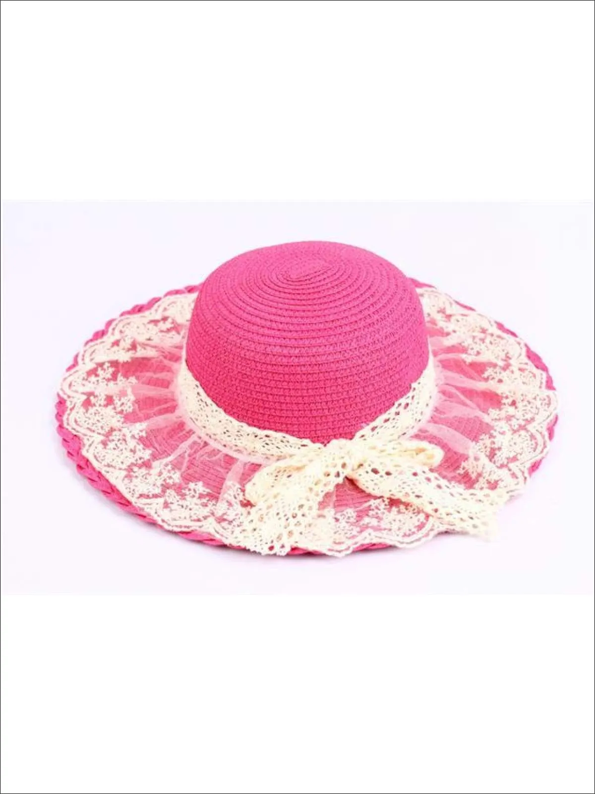 Girls Lace Brim Straw Hat