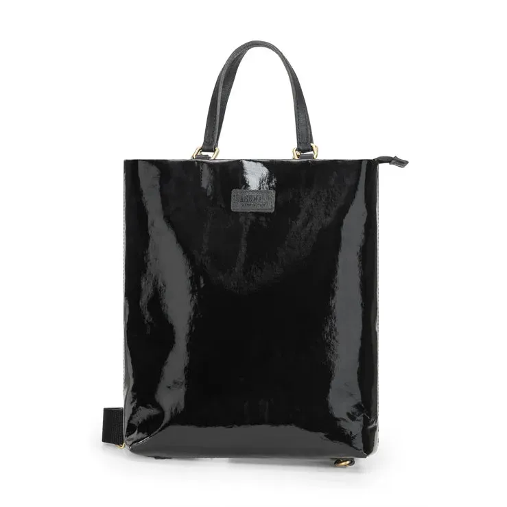 Otti glossy black convertible backpack