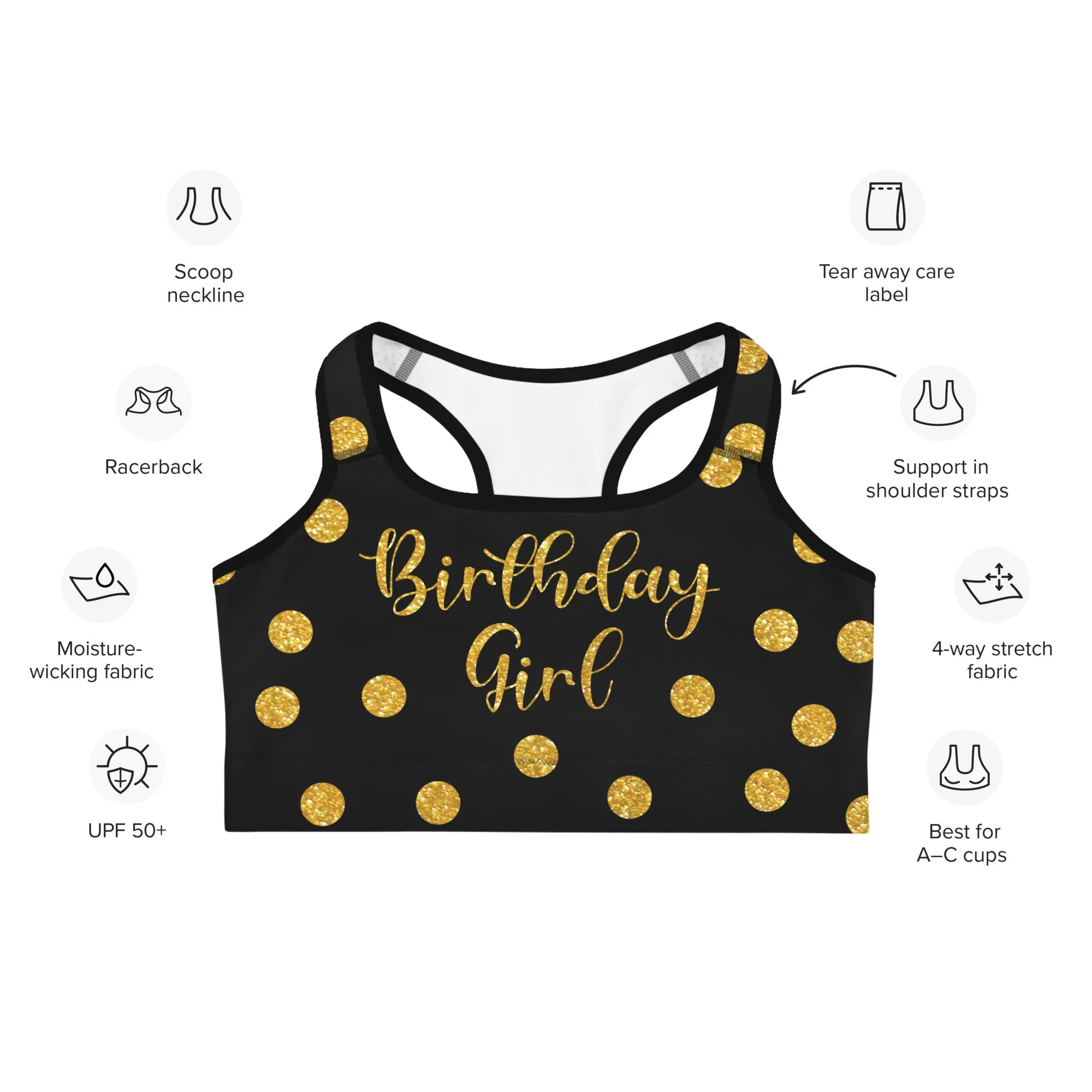 Golden Birthday Girl Sports Bra