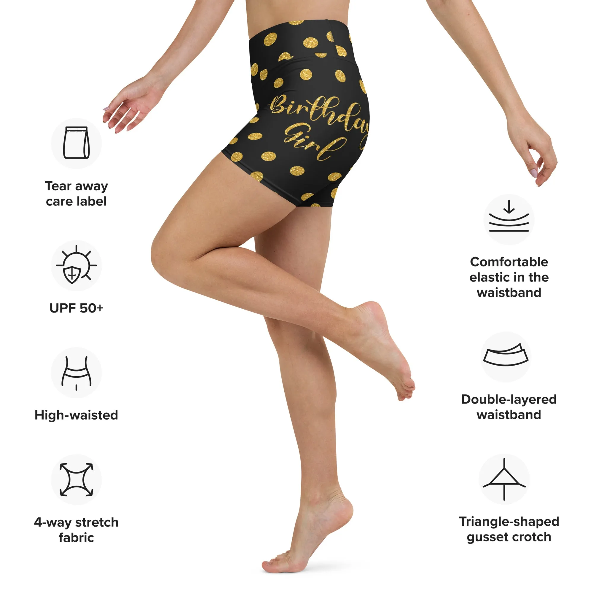 Golden Birthday Girl Yoga Shorts