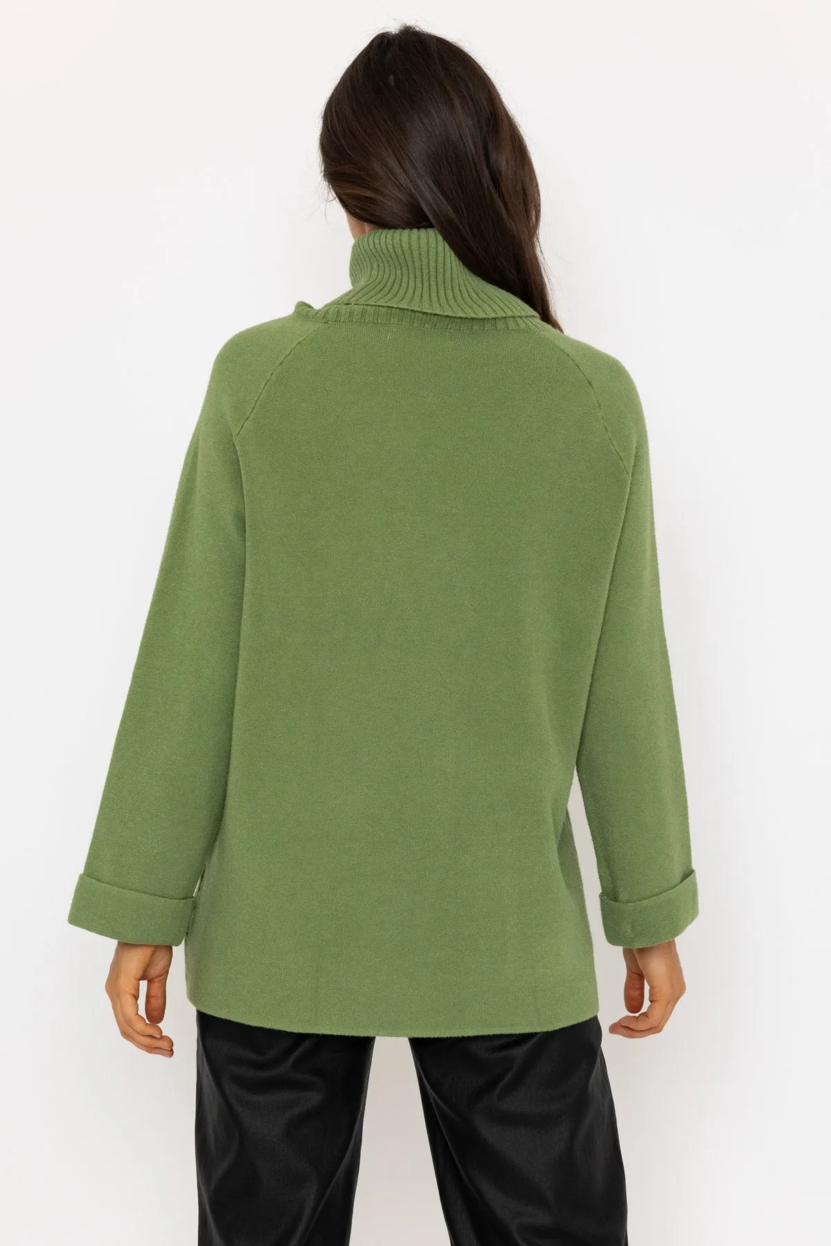 Green Cowl Neck Polo Jumper