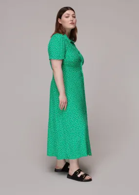 Green Spot Print Robyn Shirt Dress