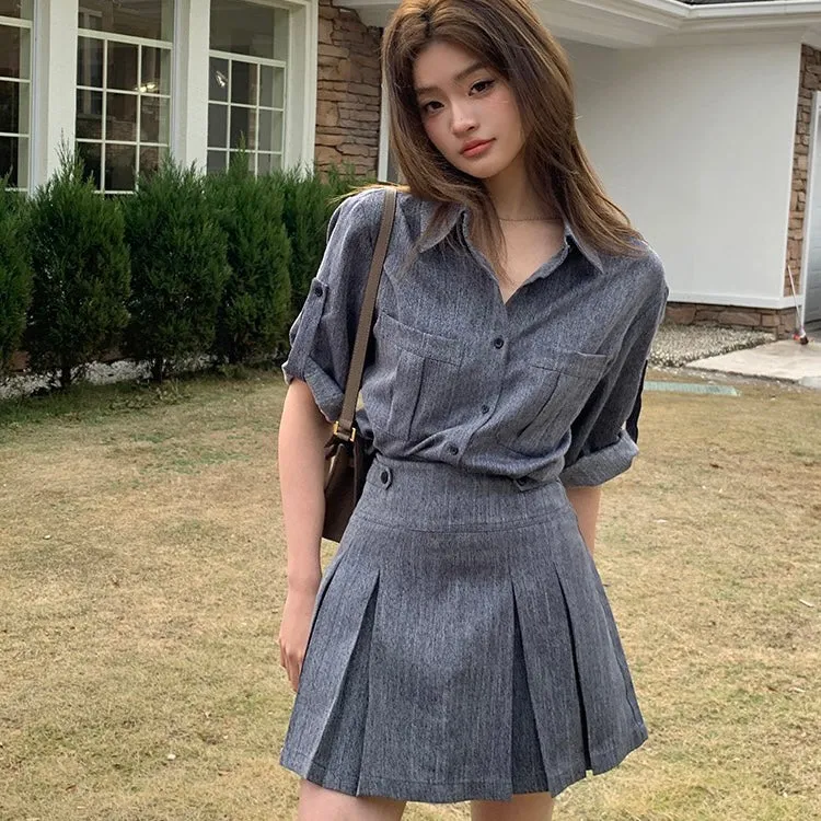 Grey two-piece outfit