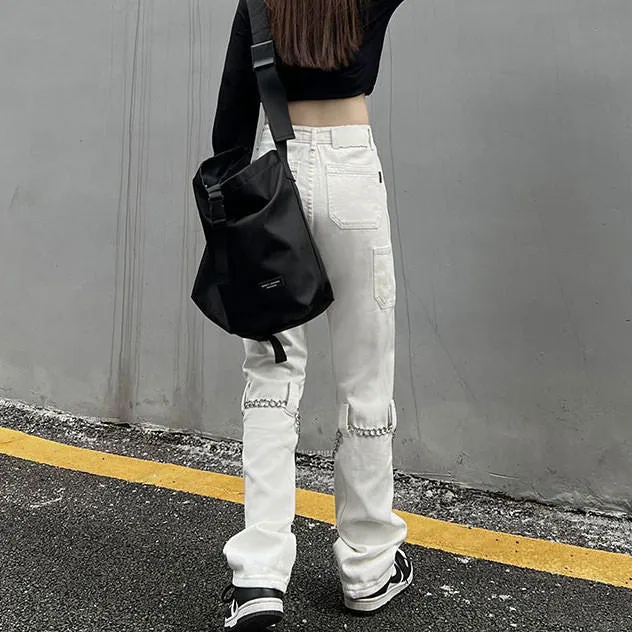 Grunge Aesthetic Chain Jeans