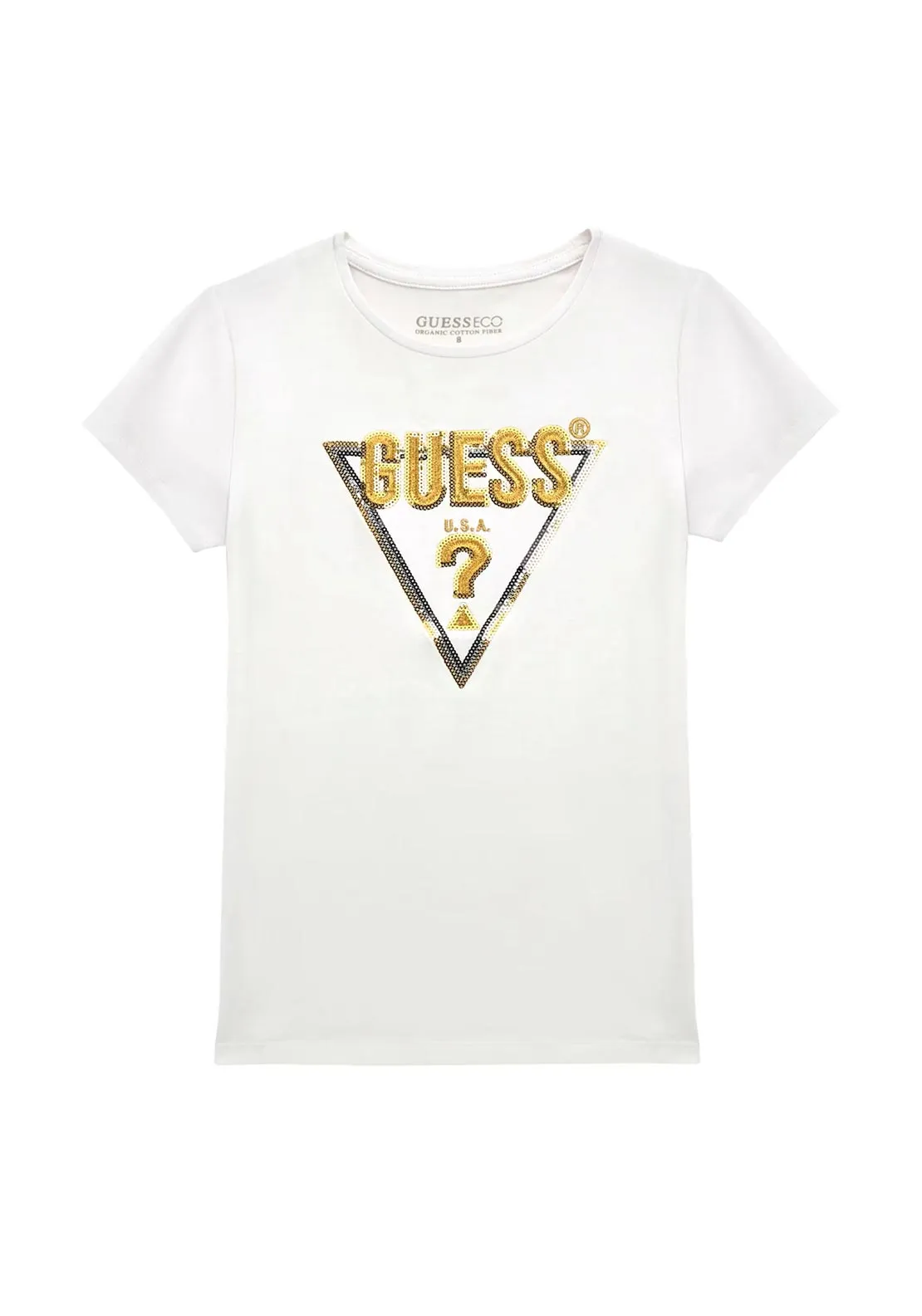 Guess Older Girl Sequins Short Sleeve Tee, White