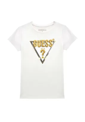 Guess Older Girl Sequins Short Sleeve Tee, White