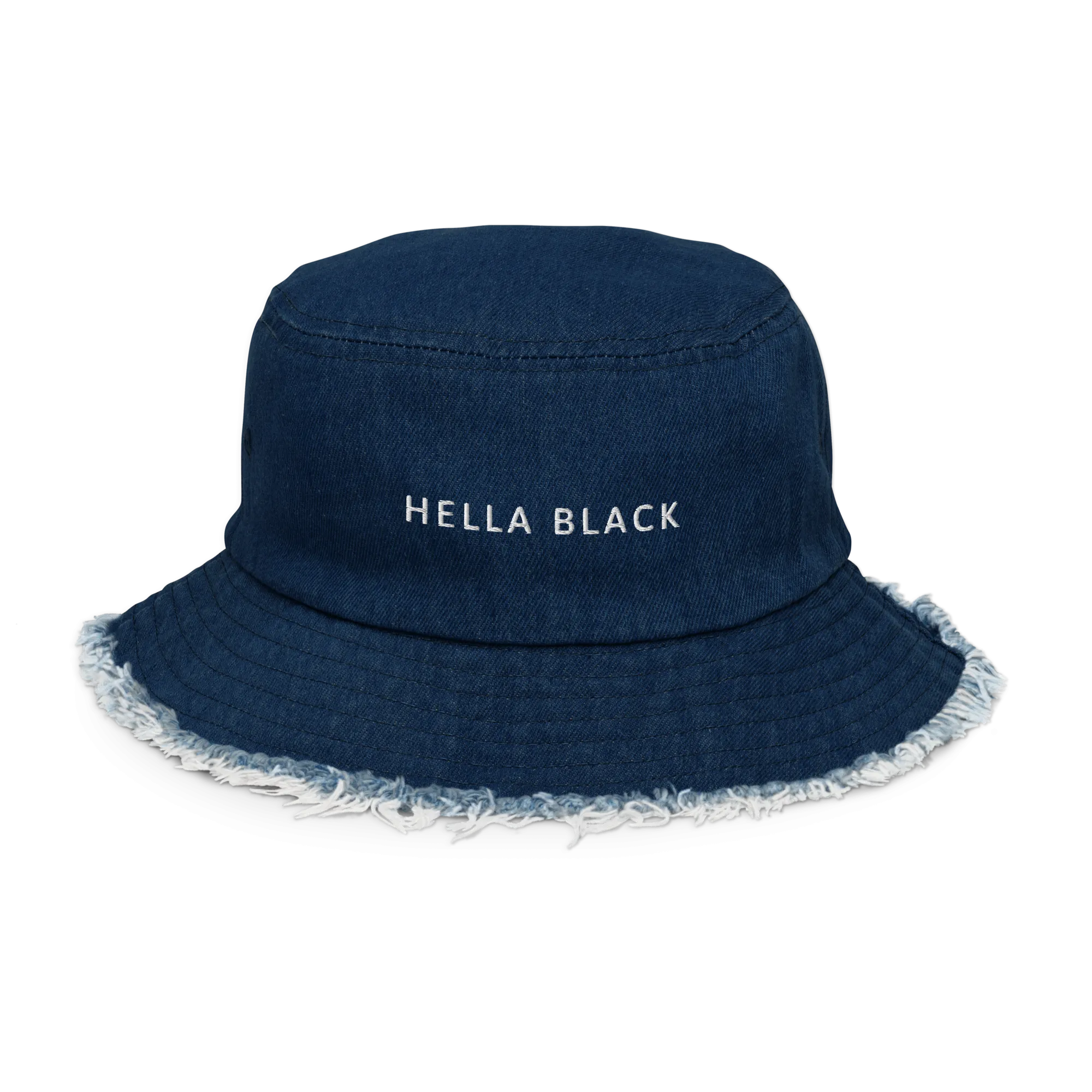 Hella Black Distressed Denim Bucket Hat