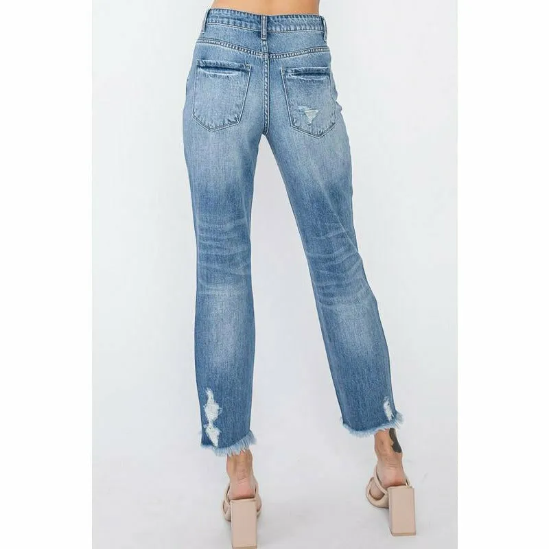 High Rise Distressed Girl Friends Jean