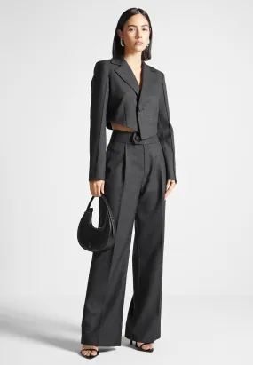 High Waisted Tailored Trousers - Dark Grey