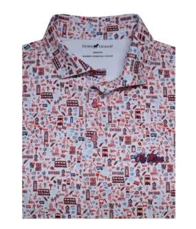 Horn Legend Ole Miss Double Decker Print Polo