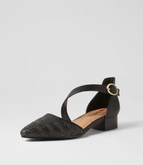 I LOVE BILLY Julich Black Synthetic Raffia Heels