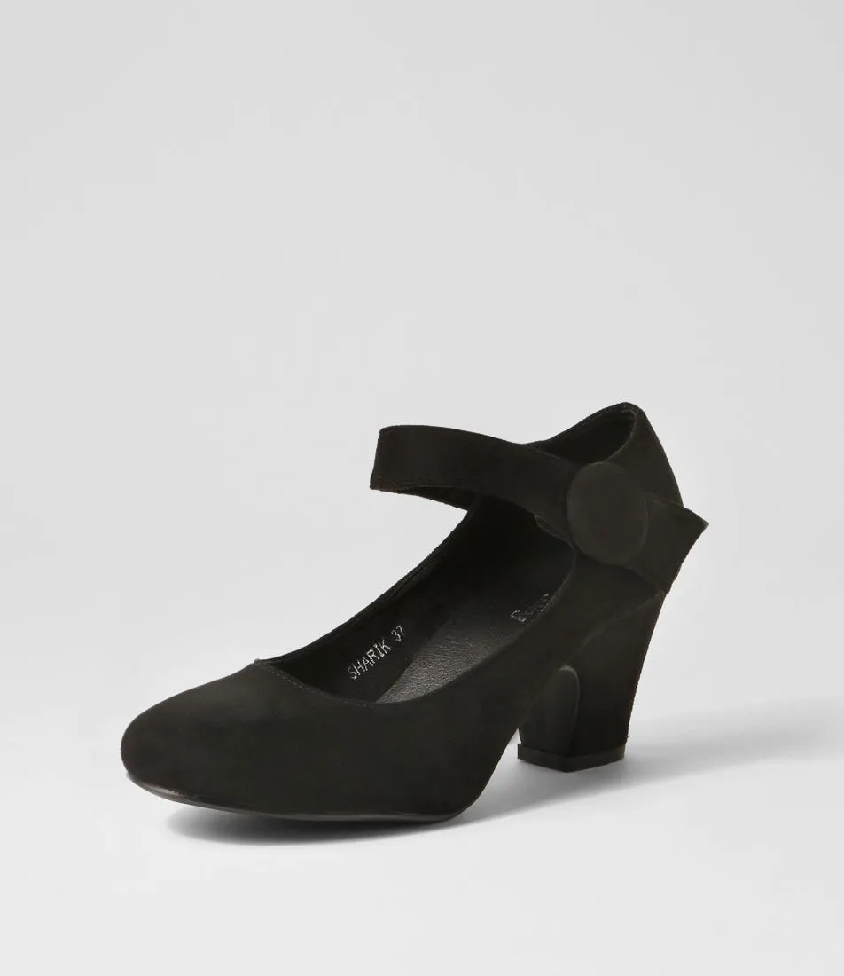 I LOVE BILLY Sharik Black Microsuede Heels