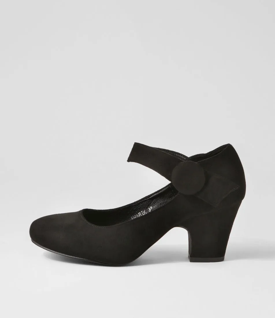 I LOVE BILLY Sharik Black Microsuede Heels