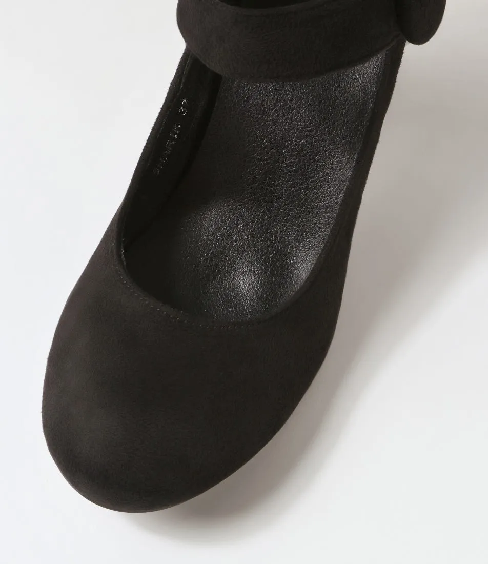 I LOVE BILLY Sharik Black Microsuede Heels