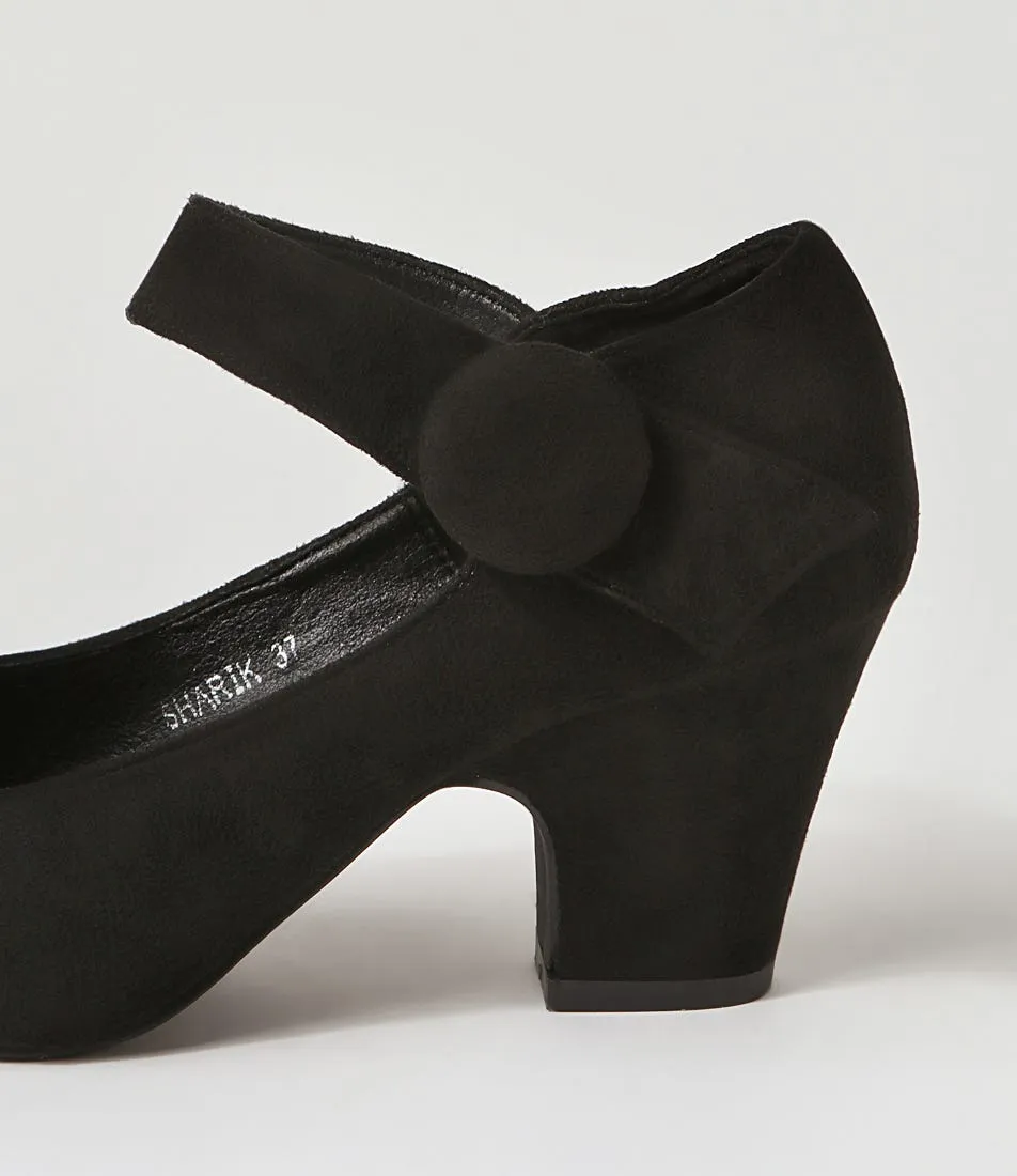 I LOVE BILLY Sharik Black Microsuede Heels