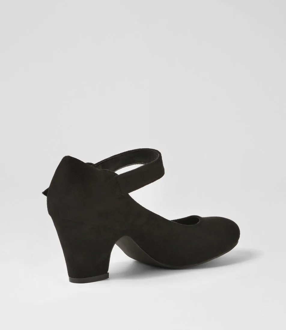 I LOVE BILLY Sharik Black Microsuede Heels