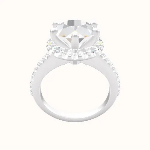 Illusion Set Shank Engagement Ring With Six Prong Halo Head