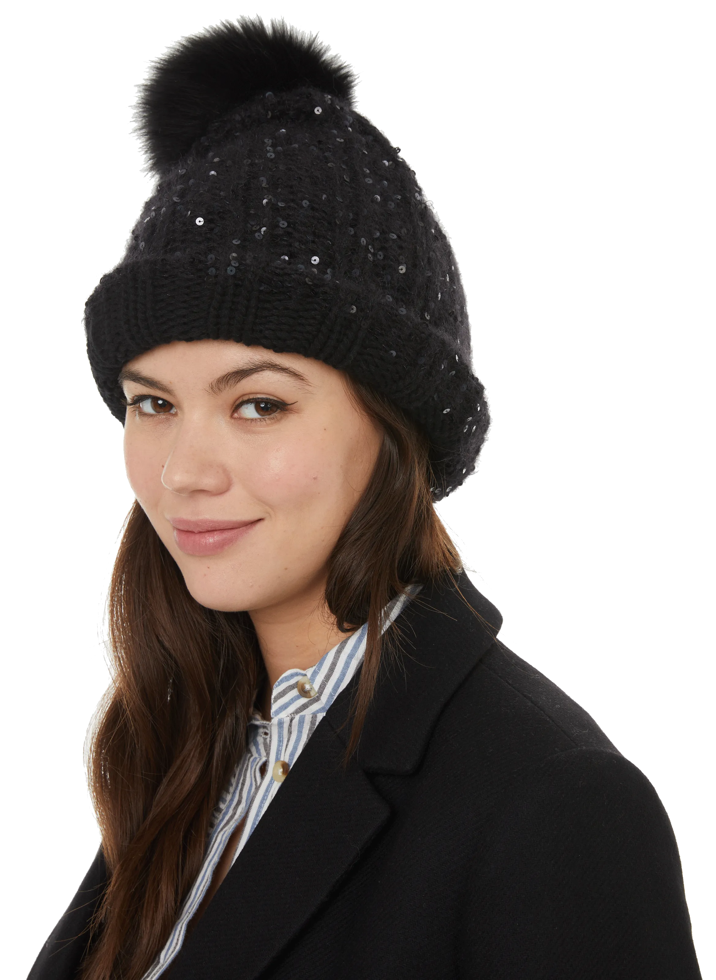 INVERNI  Sequinned cashmere hat - Black