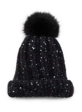 INVERNI  Sequinned cashmere hat - Black