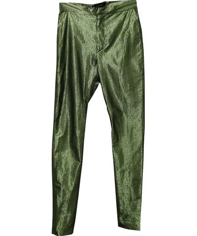 Isabel marant Shiny Trousers in Green Polyamide