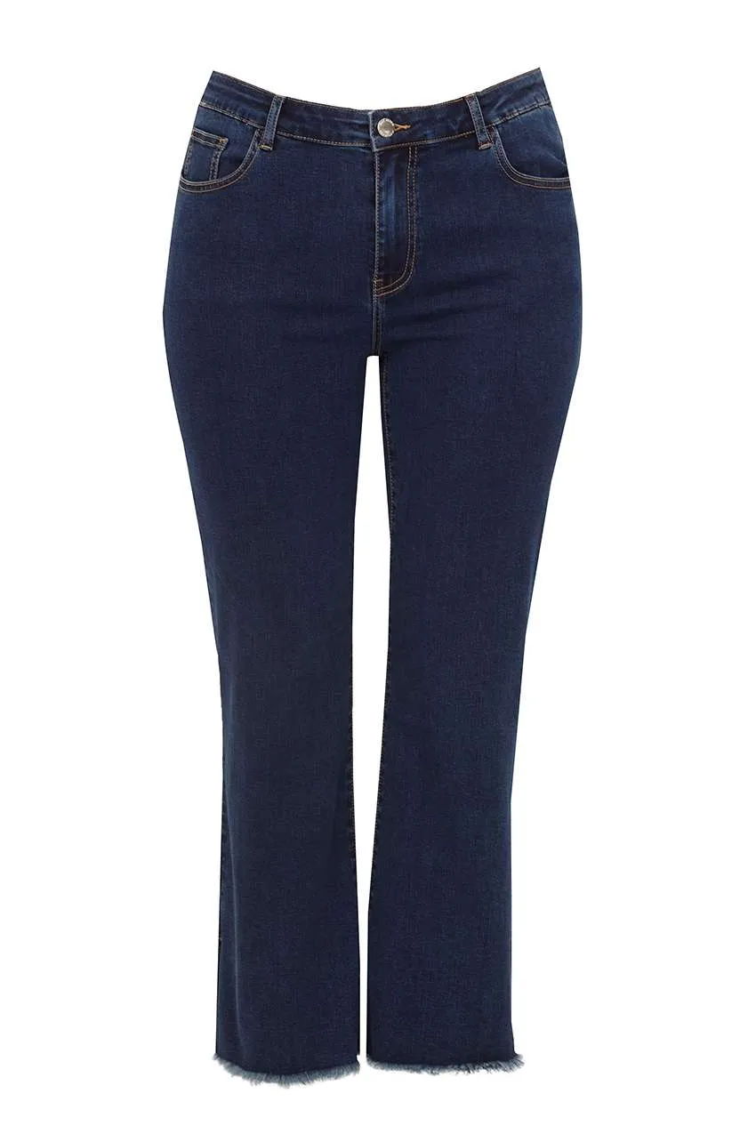 Plus Size Cropped Flare Jeans by MAT FASHION