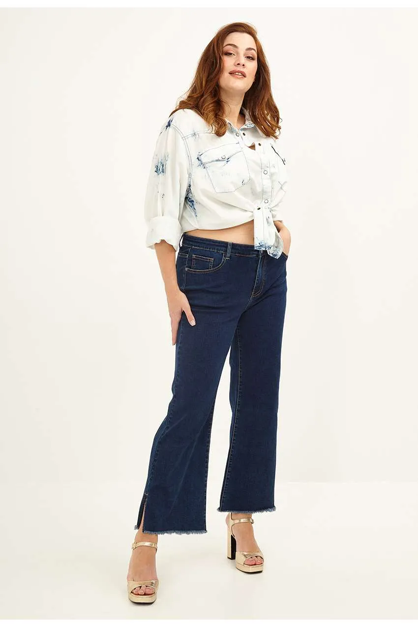 Plus Size Cropped Flare Jeans by MAT FASHION