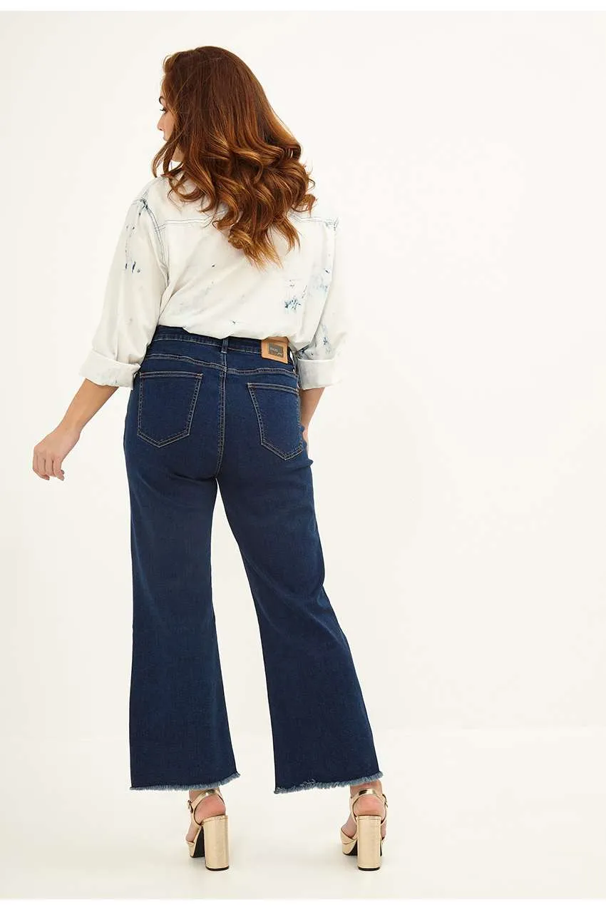 Plus Size Cropped Flare Jeans by MAT FASHION