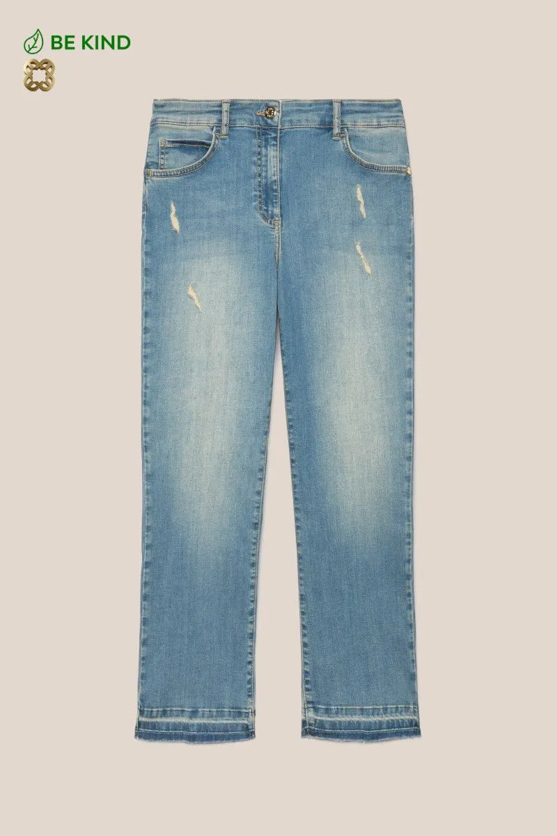 Sustainable Cotton Kick Flare Jeans for Women in Light Blue