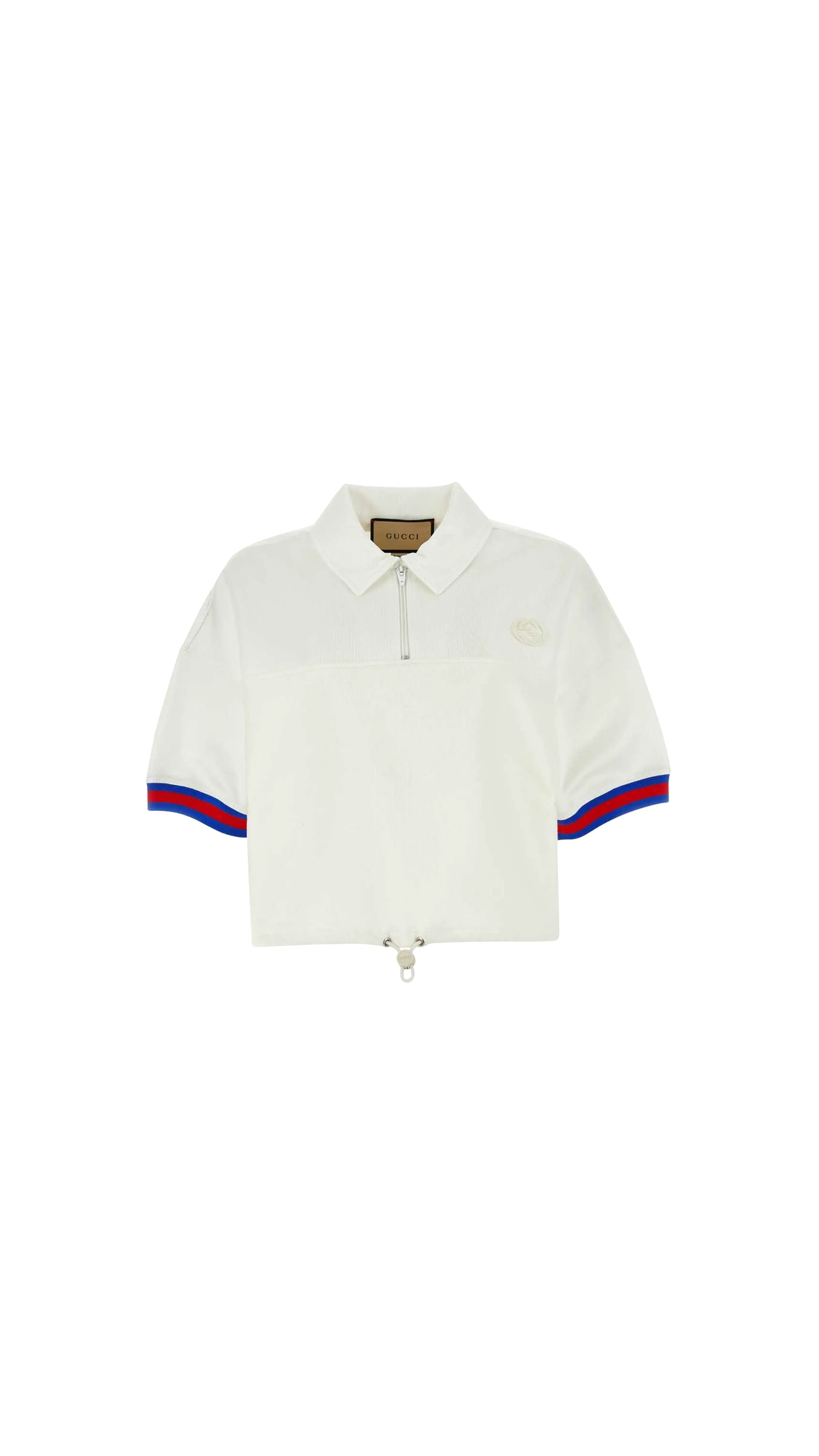 White Jersey Polo Shirt with Web