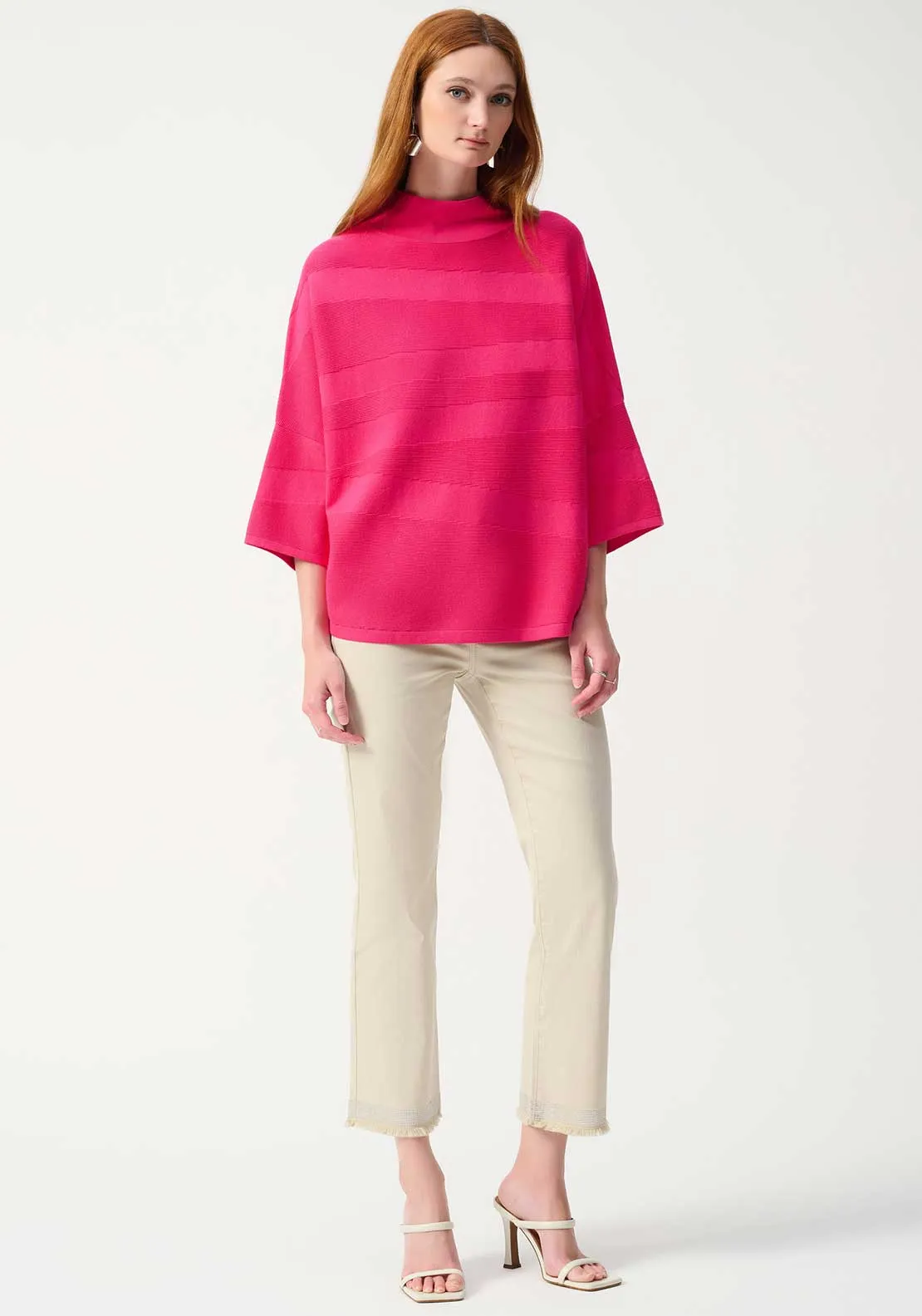 Joseph Ribkoff Textured Polo Neck Jumper, Pink