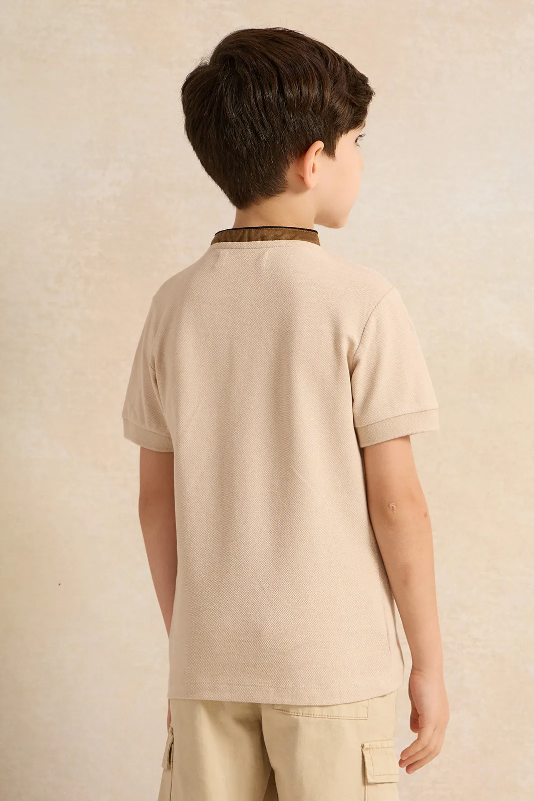 Junior Boys Beige Basic Polo