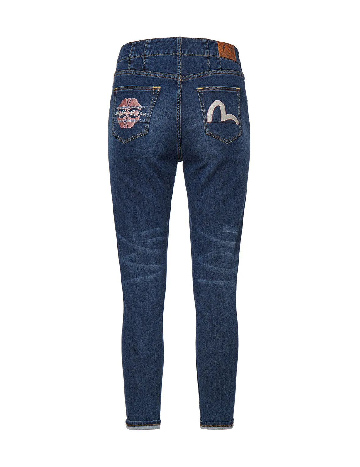 Kamon and Seagull Embroidered Skinny Jeans