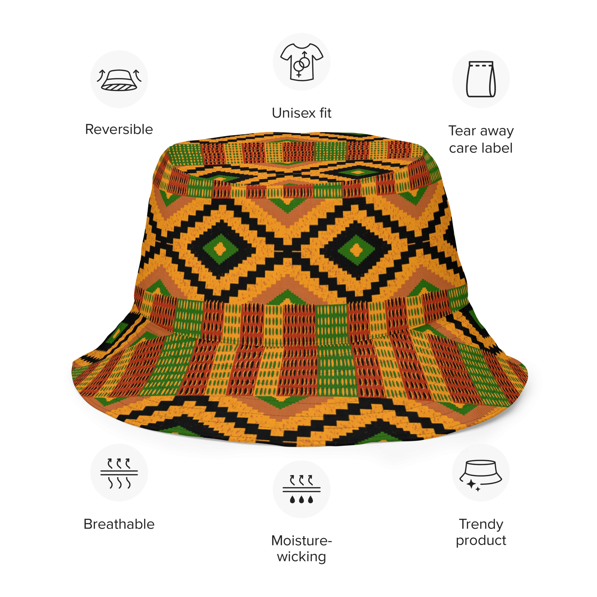 Kente Print Reversible Bucket Hat