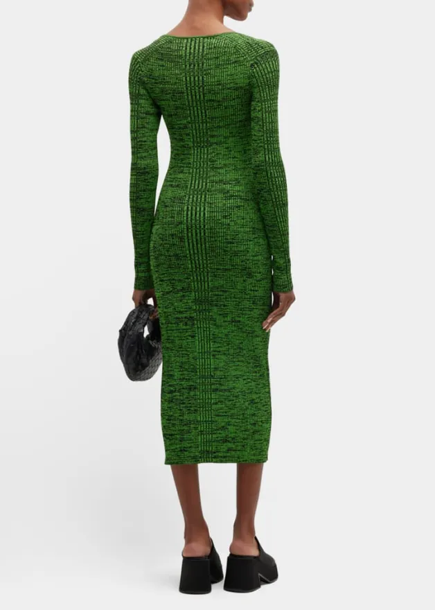 Knit Square-Neck Midi Dress