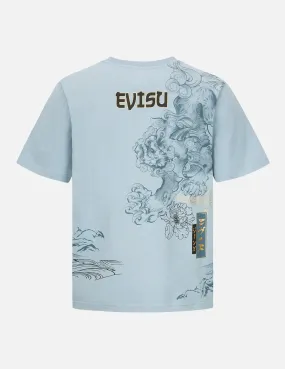 Komainu and Landscape Print T-Shirt