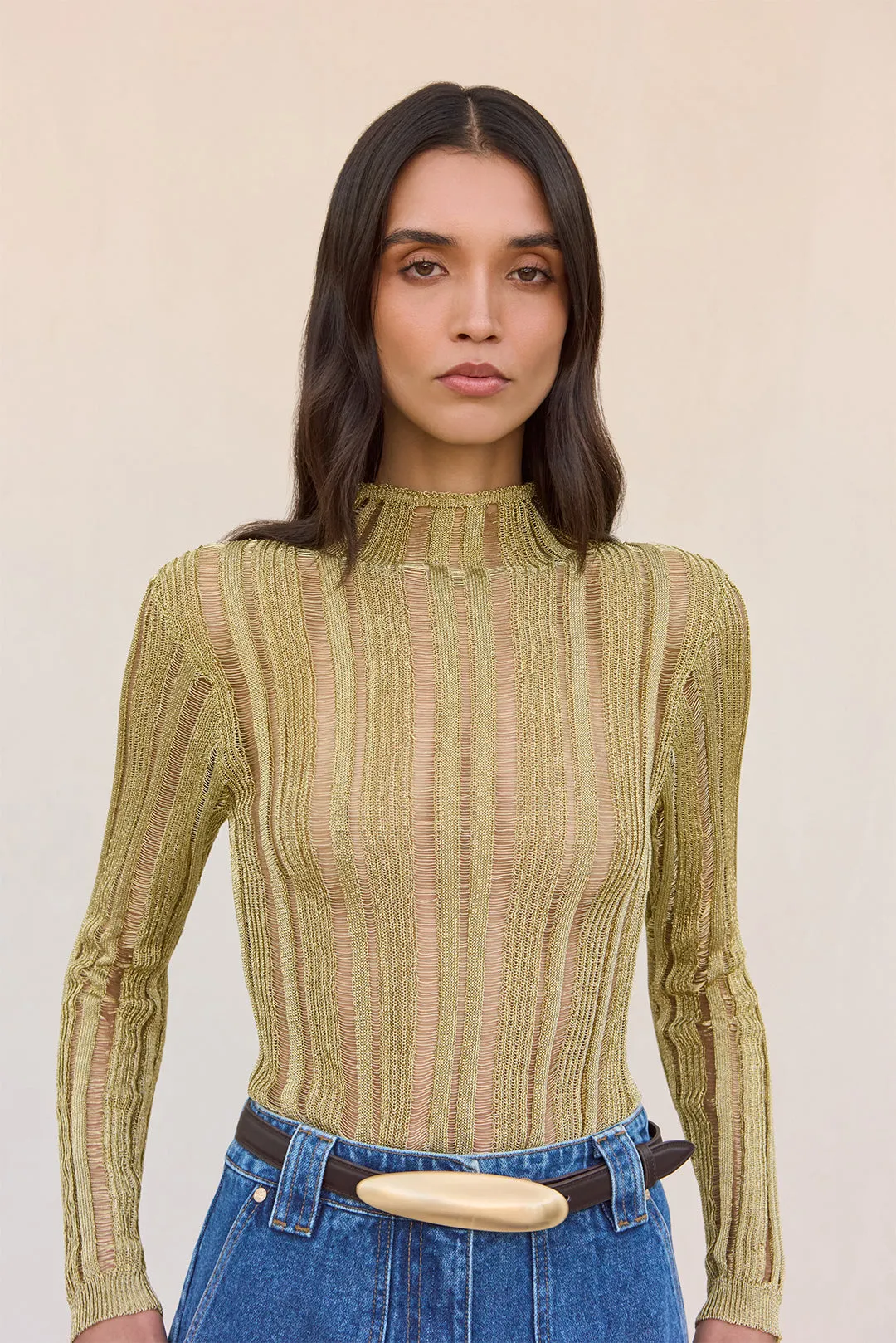 KYLA KNIT TOP - GOLD