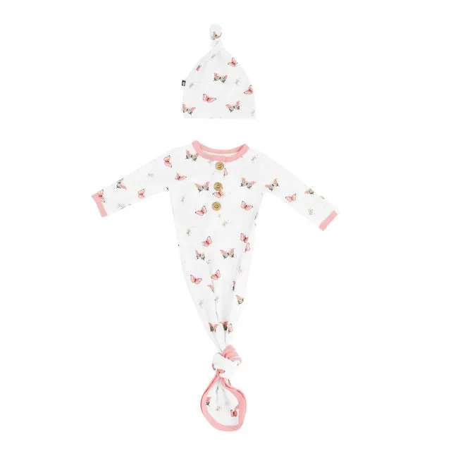 Kyte Baby Printed Knotted Gown with Hat Set