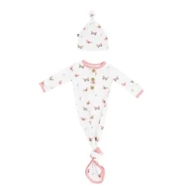 Kyte Baby Printed Knotted Gown with Hat Set