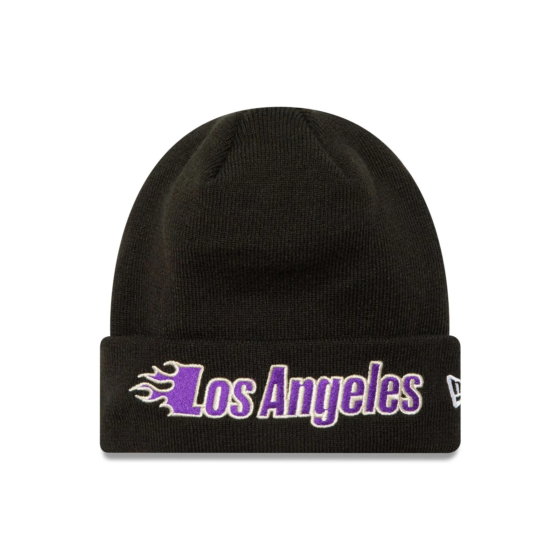 LA Lakers NBA Metallic Black Cuff Knit Beanie Hat