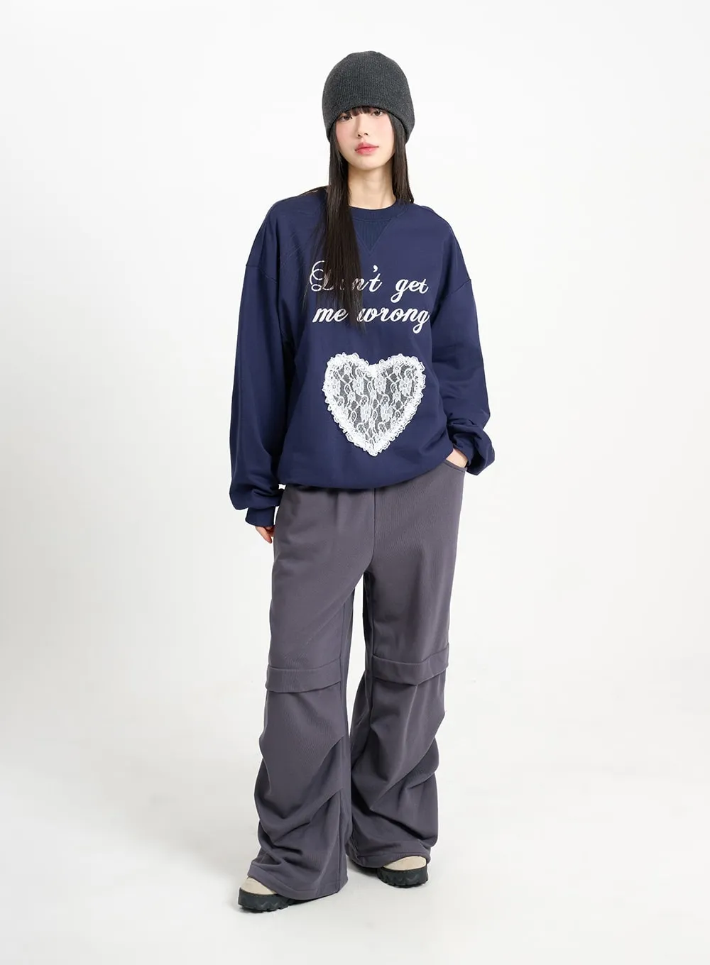 Laced Heart Womens Oversized Sweatshirt CM415