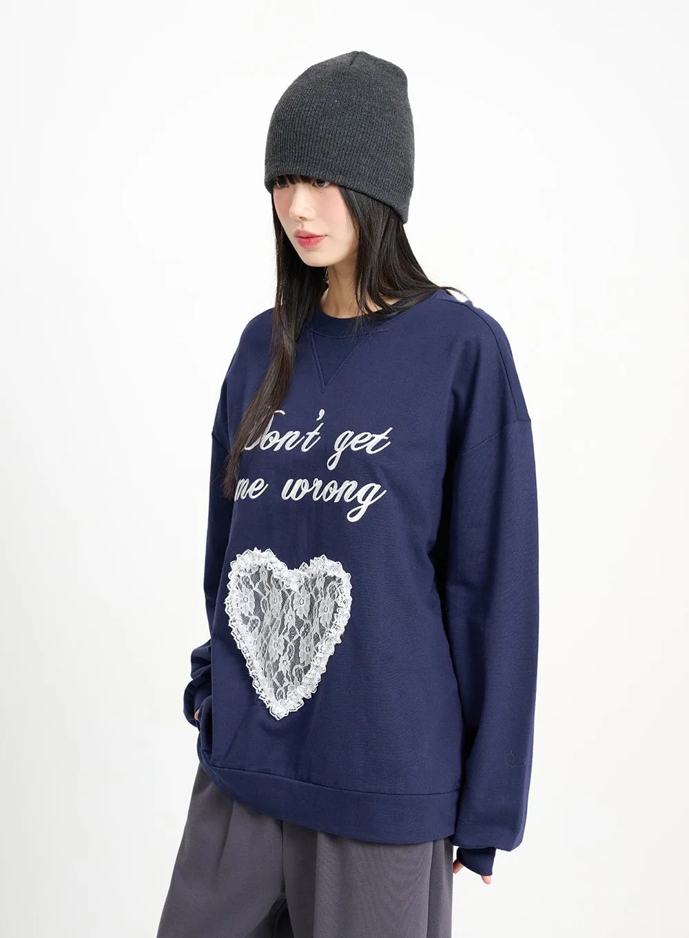 Laced Heart Womens Oversized Sweatshirt CM415