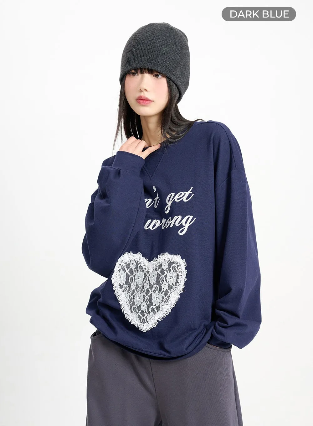 Laced Heart Womens Oversized Sweatshirt CM415