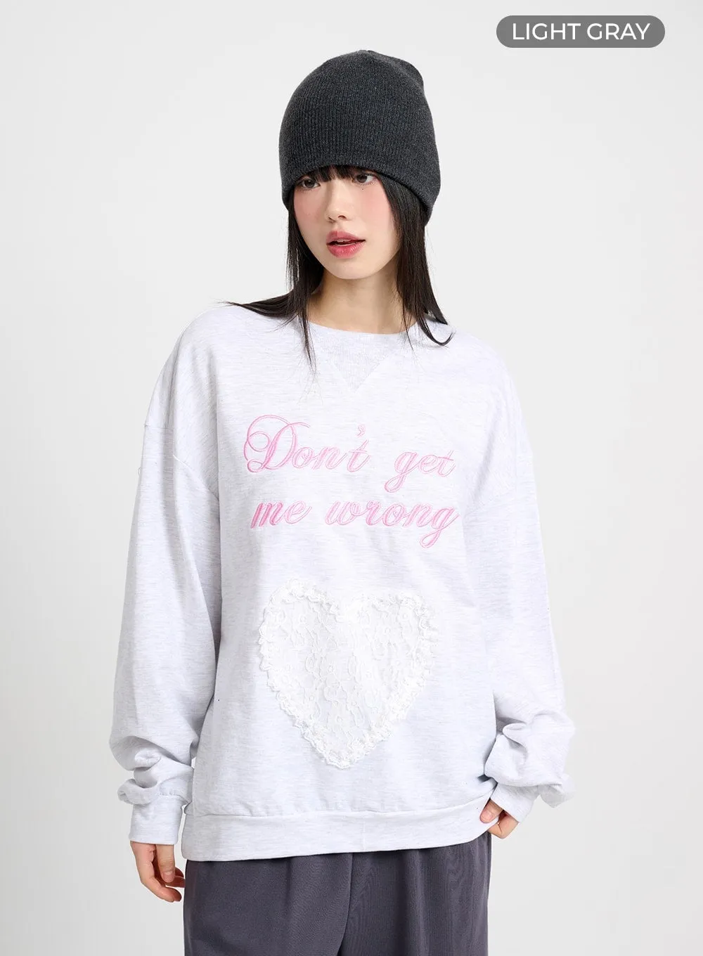 Laced Heart Womens Oversized Sweatshirt CM415