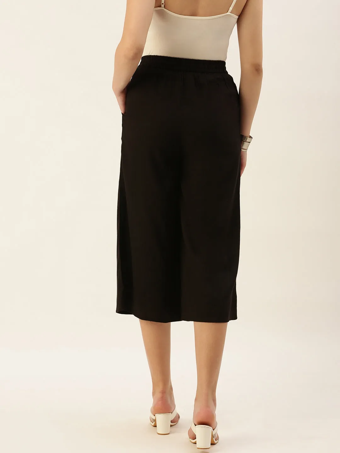 Ladies Crop Palazzo Black