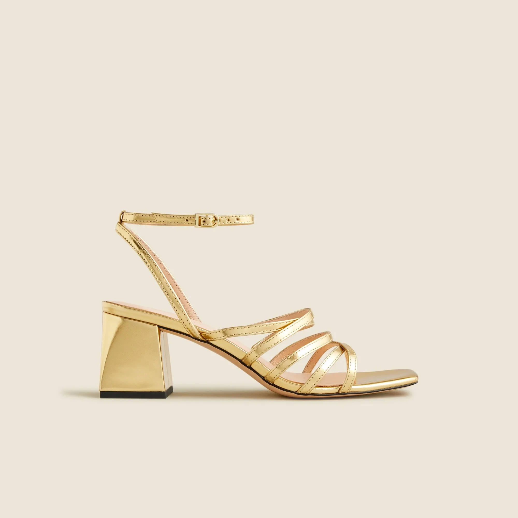 Layne strappy-sandal heels in metallic leather