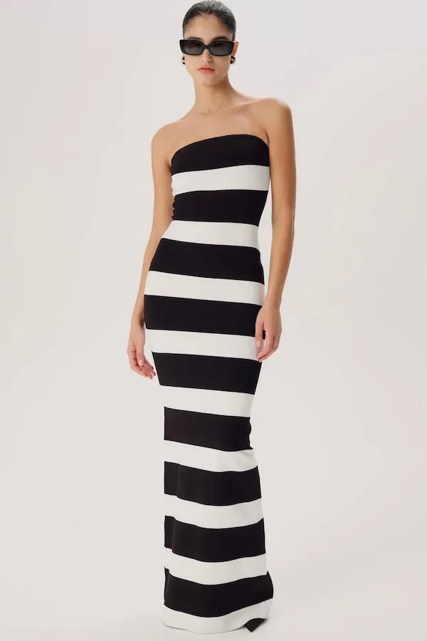 Black and White Stripe Lehua Knit Dress