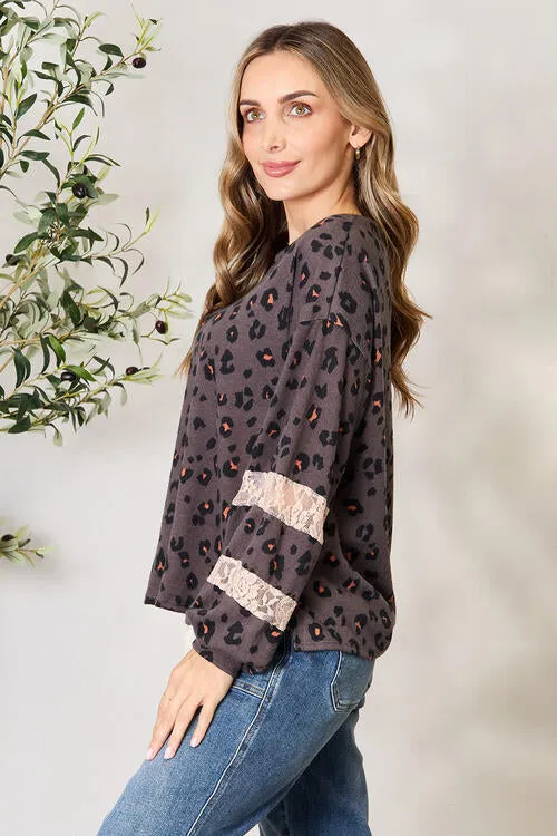 Leopard Lace Detail Blouse