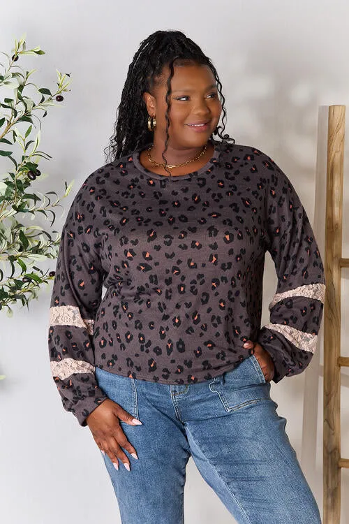 Leopard Lace Detail Blouse