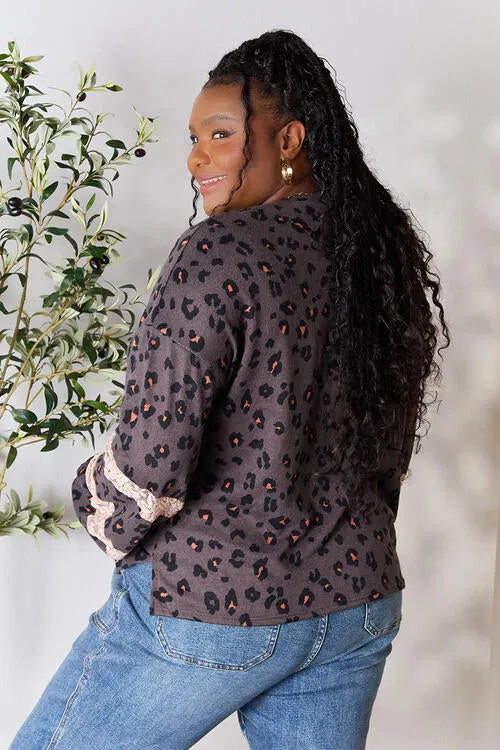 Leopard Lace Detail Blouse